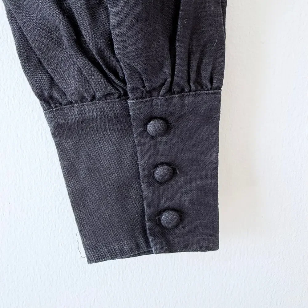 Reformation Hogan Long Sleeve Linen Top Black Size XS / 0